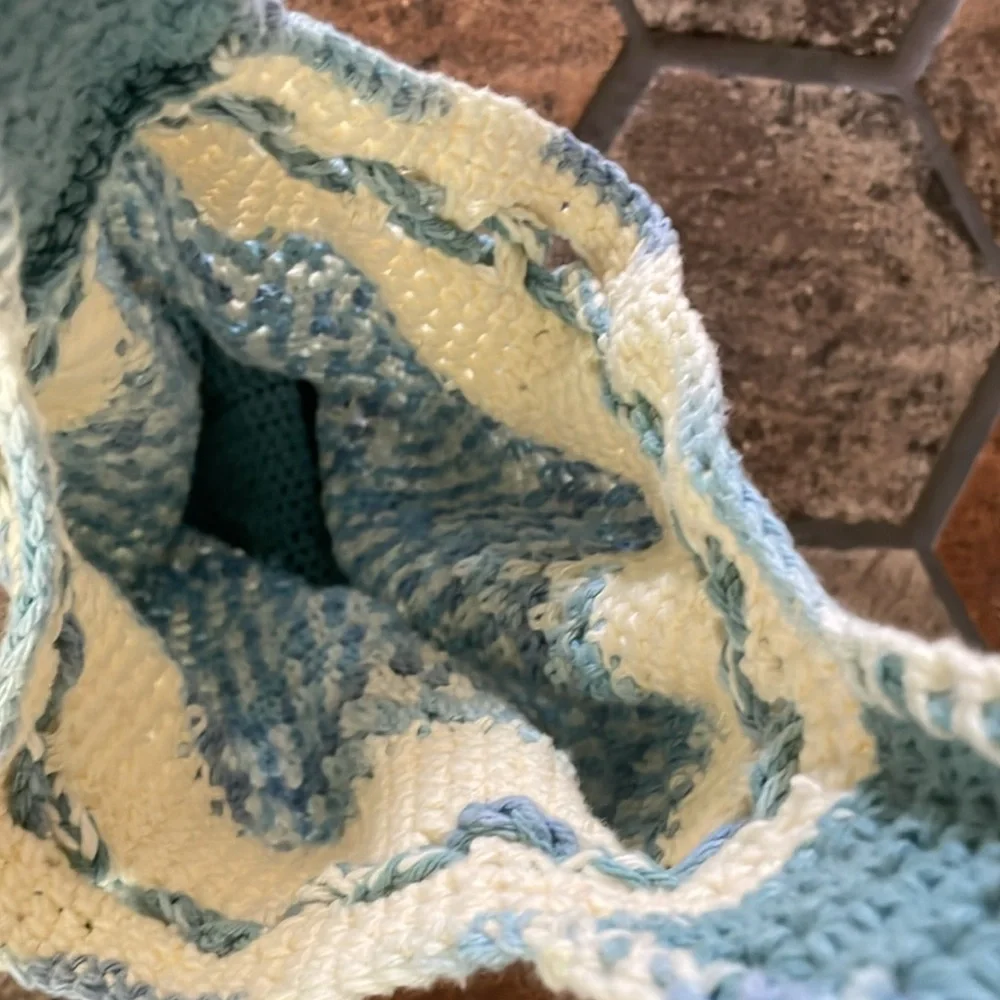 NWOT crocheted cross body bag hobo hippie carry all oversized drawstring bag